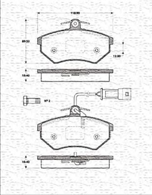 MAGNETI MARELLI 363702161180 -  Комплект тормозных колодок, дисковый тормоз